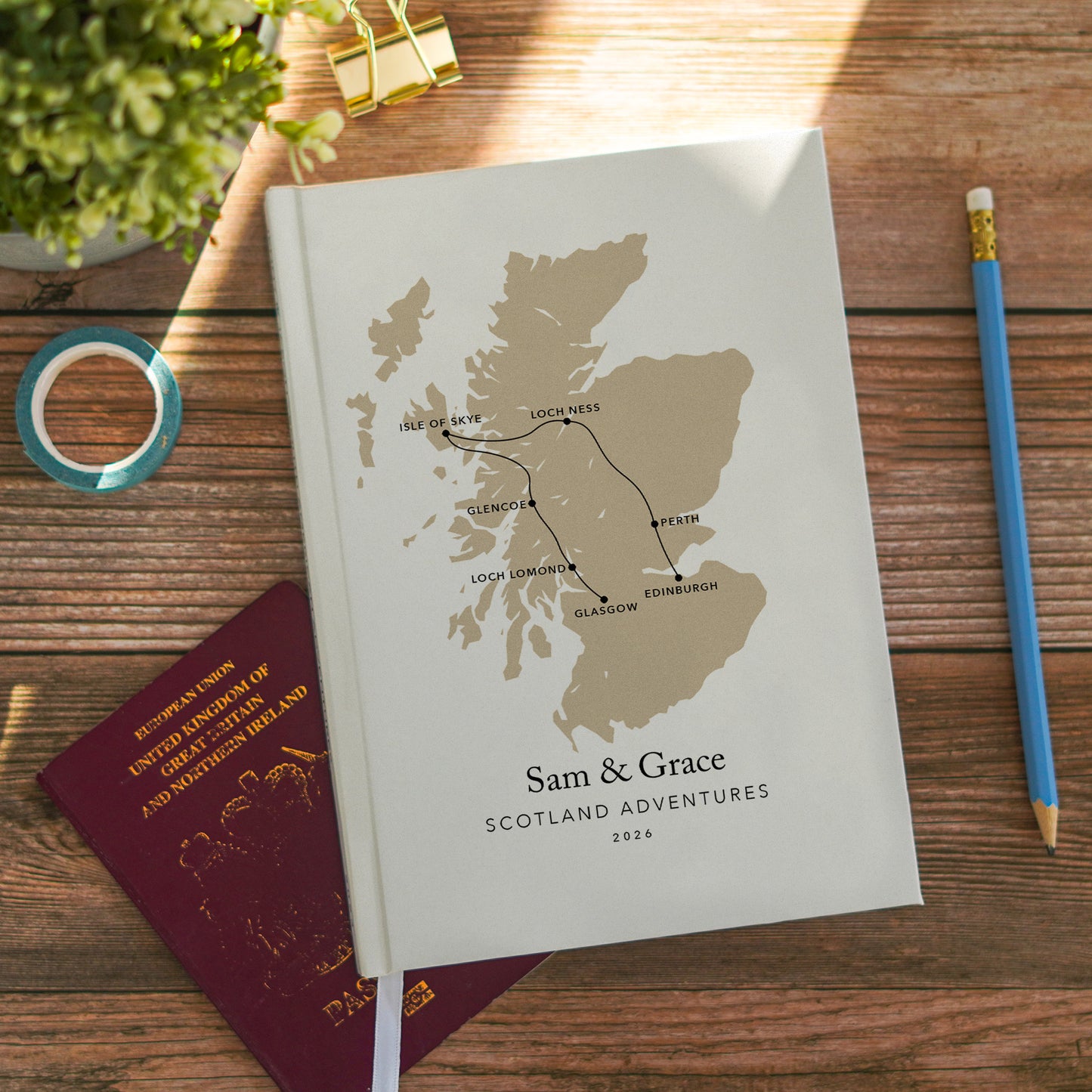 Scotland Personalised Travel Journal | Travel Map Diary, Planner & Bucket List Book