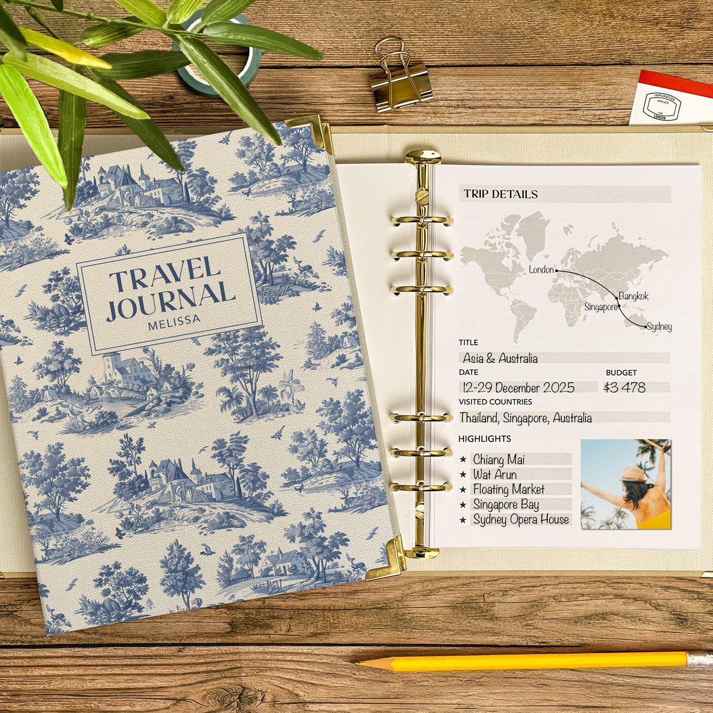Personalised Travel Journal Binder | Toile