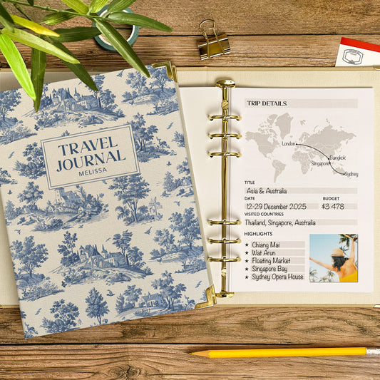 Personalised Travel Journal Binder | Toile
