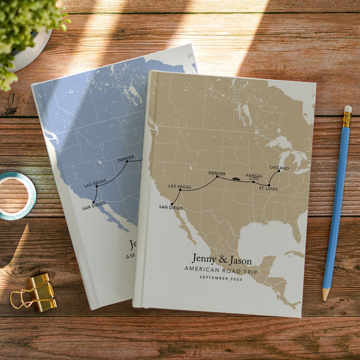 Custom Map USA Road Trip Personalised Travel Journal