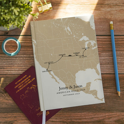 Custom Map USA Road Trip Personalised Travel Journal