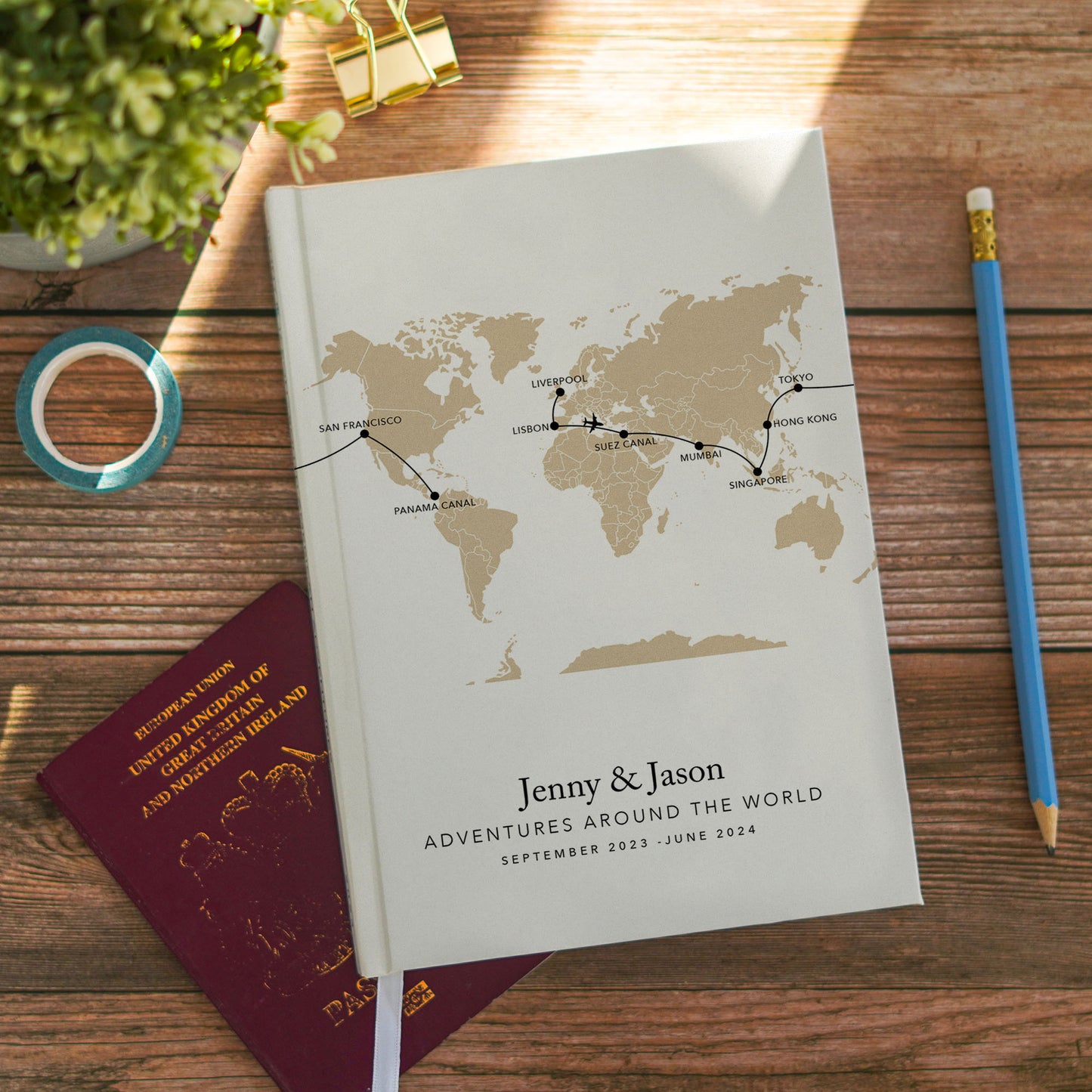 Custom Map World Personalised Travel Journal