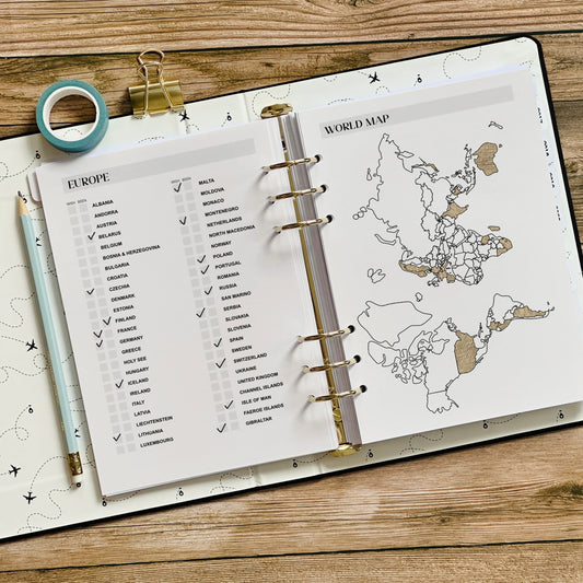 Been/Bucket List & Been Map Ultimate Travel Journal Insert