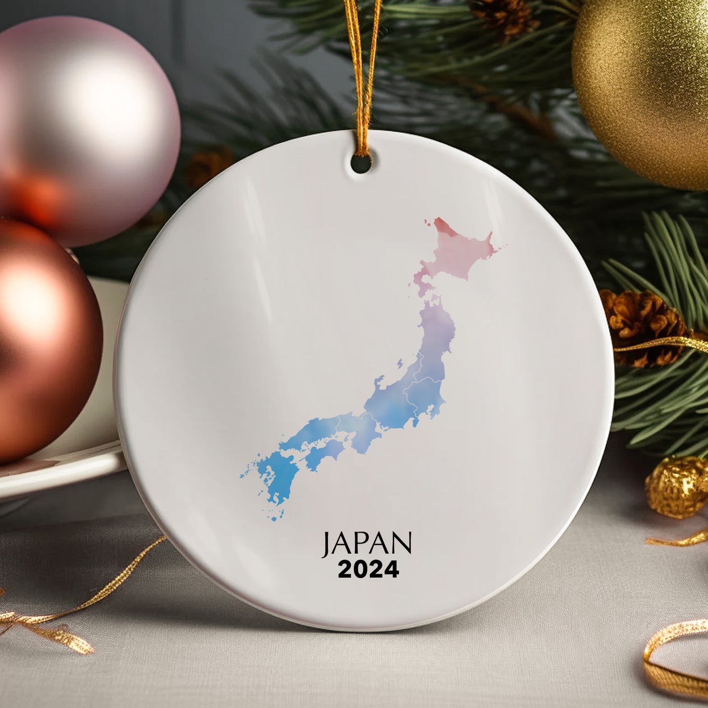 Japan Map Personalised Christmas Tree Ornament