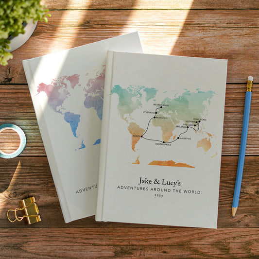 Custom World Map Personalised Travel Journal | Travel Map Diary, Planner & Bucket List Book