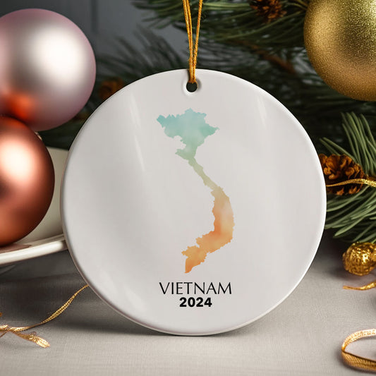 Vietnam Map Personalised Christmas Tree Ornament