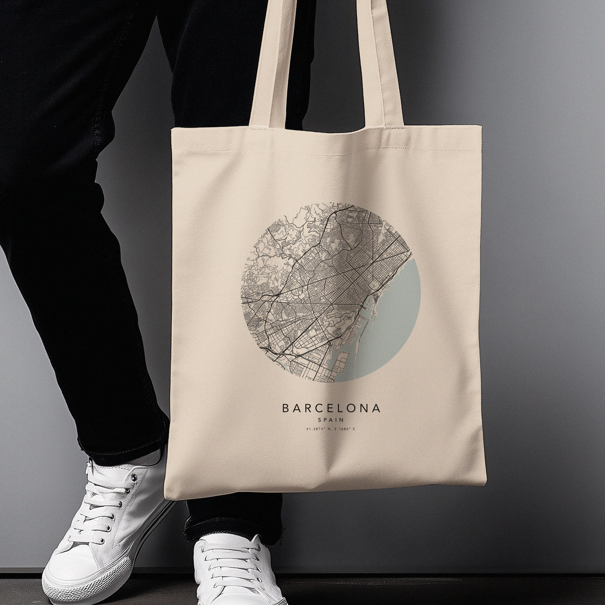 Barcelona Personalised Custom Map Tote Bag | Spain Travel Gift