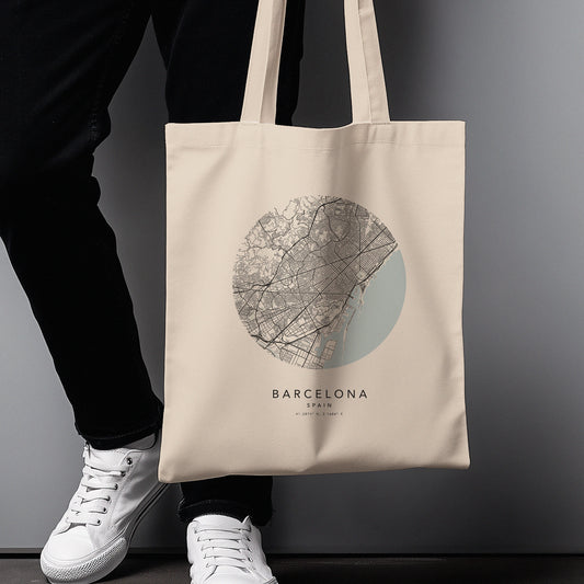 Barcelona Personalised Custom Map Tote Bag | Spain Travel Gift