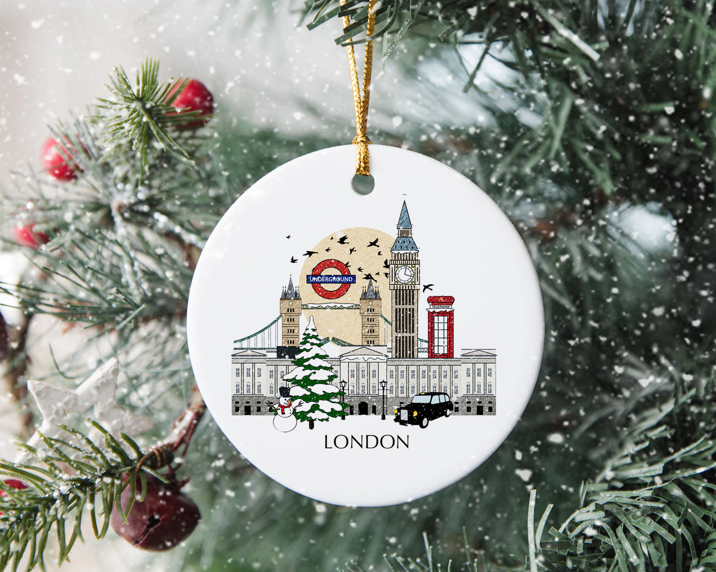 London England Personalised Christmas Tree Ornament