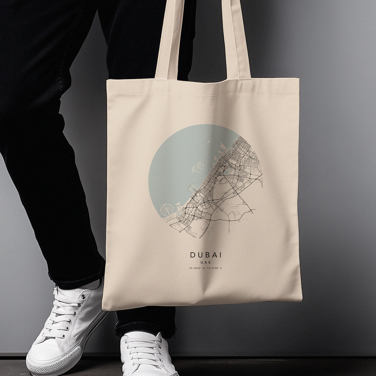 Dubai Personalised Custom Map Tote Bag | UAE Travel Gift