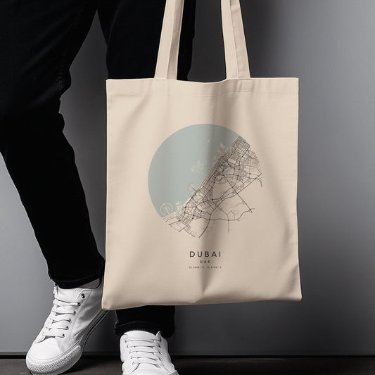 Dubai Personalised Custom Map Tote Bag | UAE Travel Gift