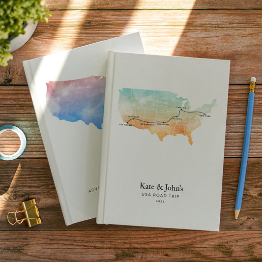 USA Road Trip Personalised Travel Journal | Travel Map Diary, Planner & Bucket List Book