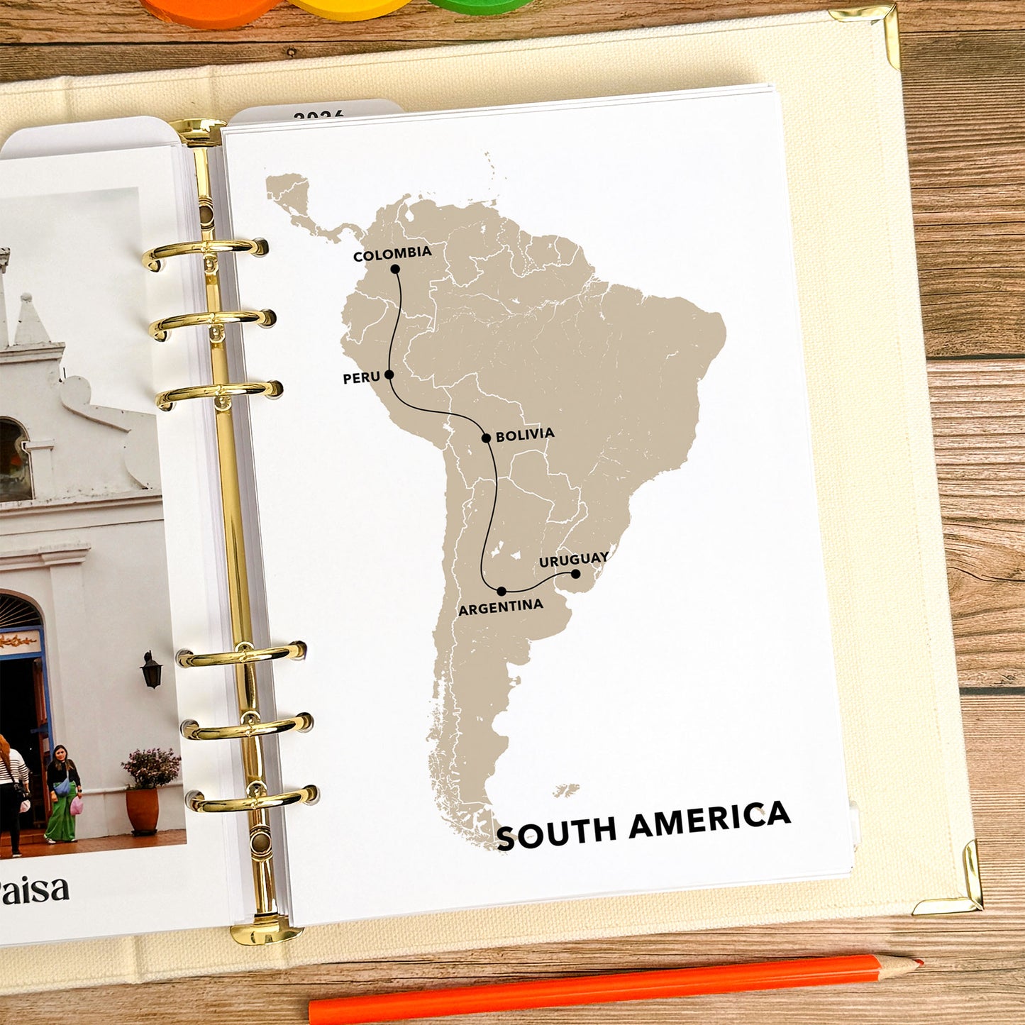 Personalised A5 Travel Map - Travel Journal Binder Insert