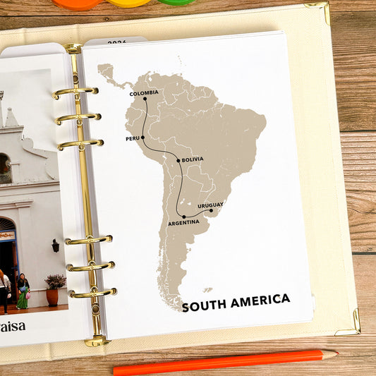 Personalised A5 Travel Map - Travel Journal Binder Insert