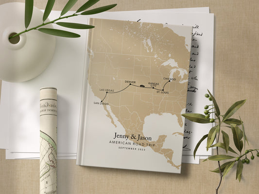 Custom Map USA Road Trip Personalised Travel Journal
