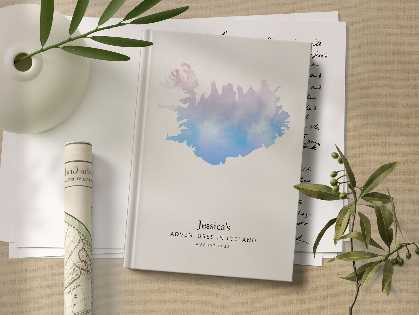 Iceland Personalised Watercolour Travel Journal