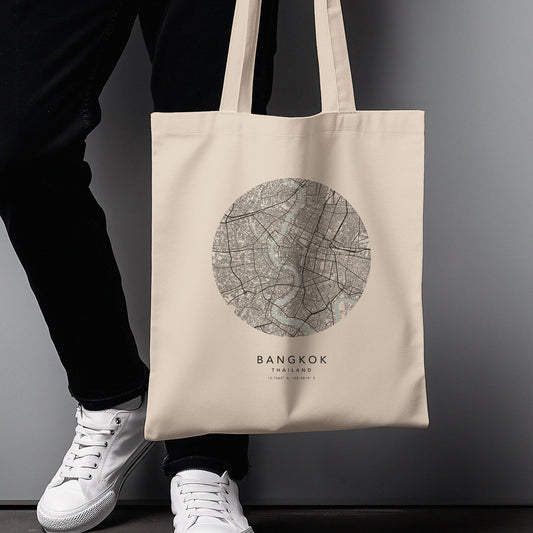 Bangkok Personalised Custom Map Tote Bag | Thailand Travel Gift