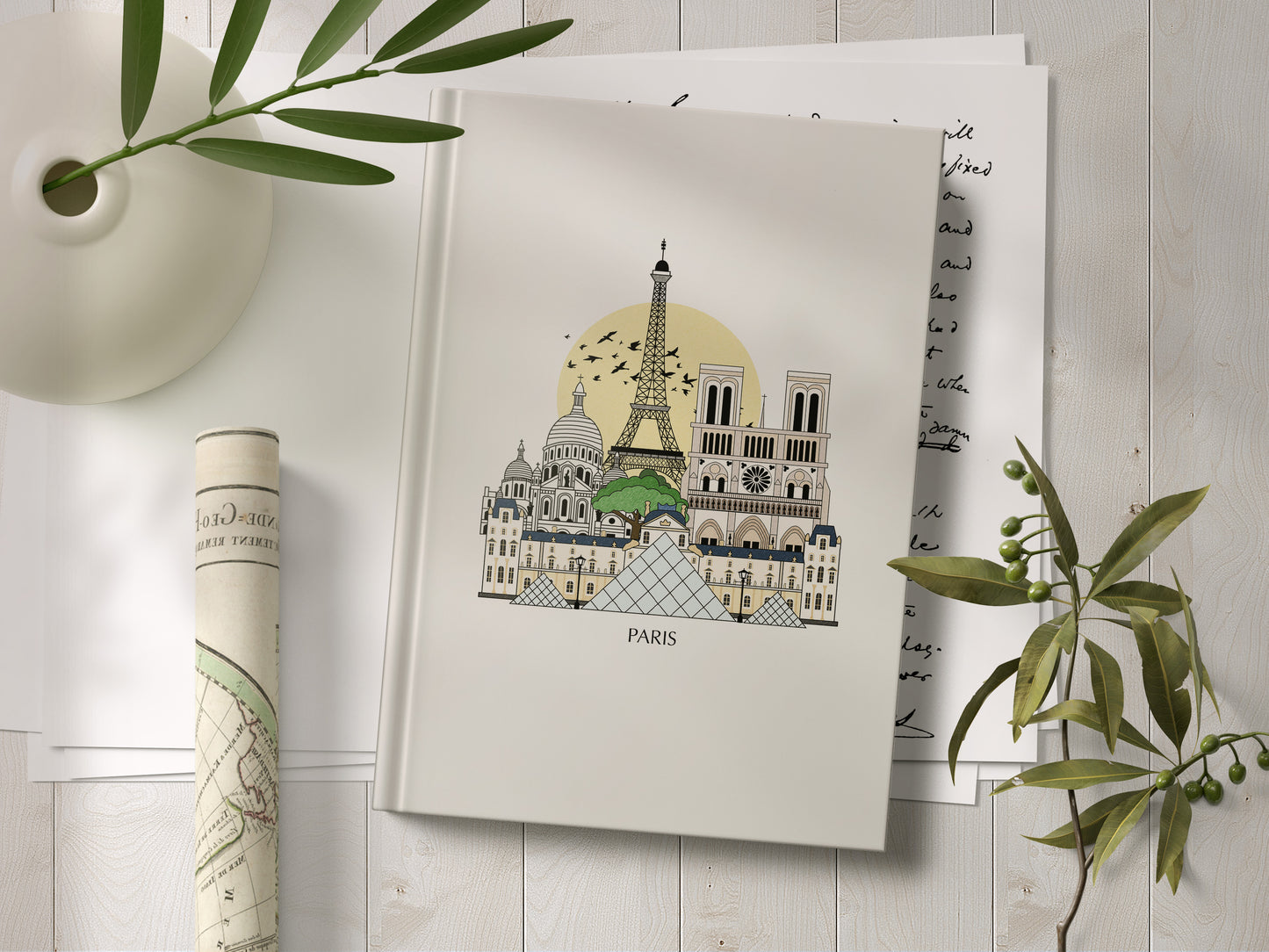 Paris Personalised Illustrated Travel Journal/Notebook