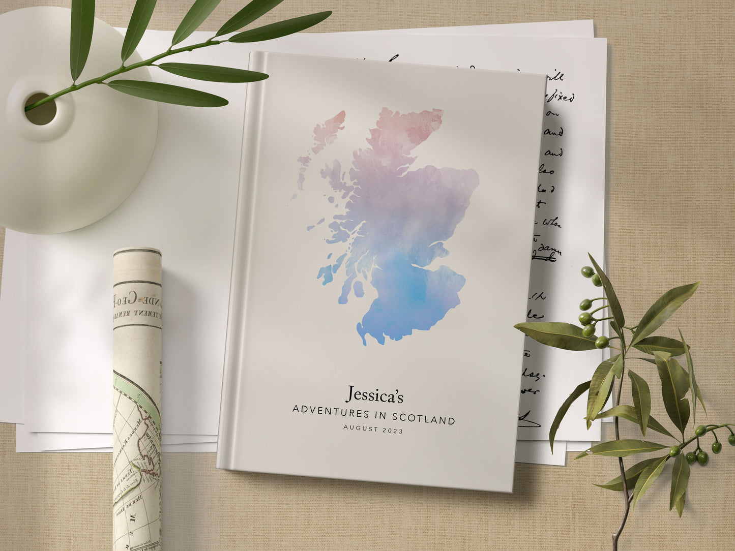 Scotland Personalised Watercolour Travel Journal