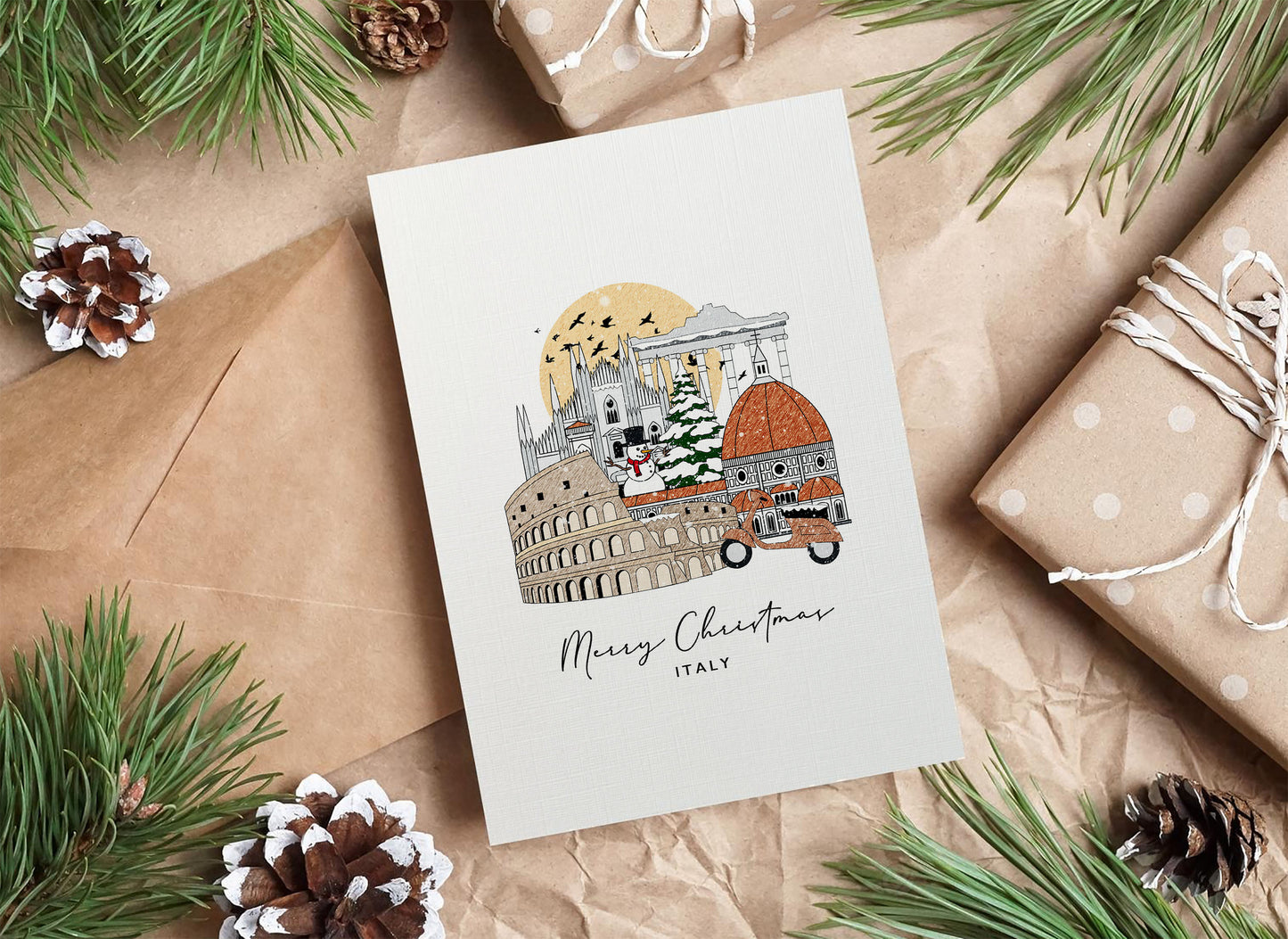 Italy Personalised Christmas/Holiday Greeting Card
