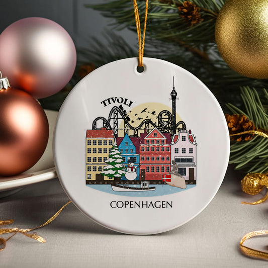 Copenhagen Denmark Personalised Christmas Tree Ornament
