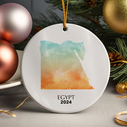 Egypt Map Personalised Christmas Tree Ornament