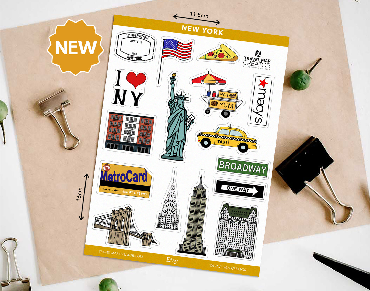New York Travel Journal Vinyl Sticker Sheet