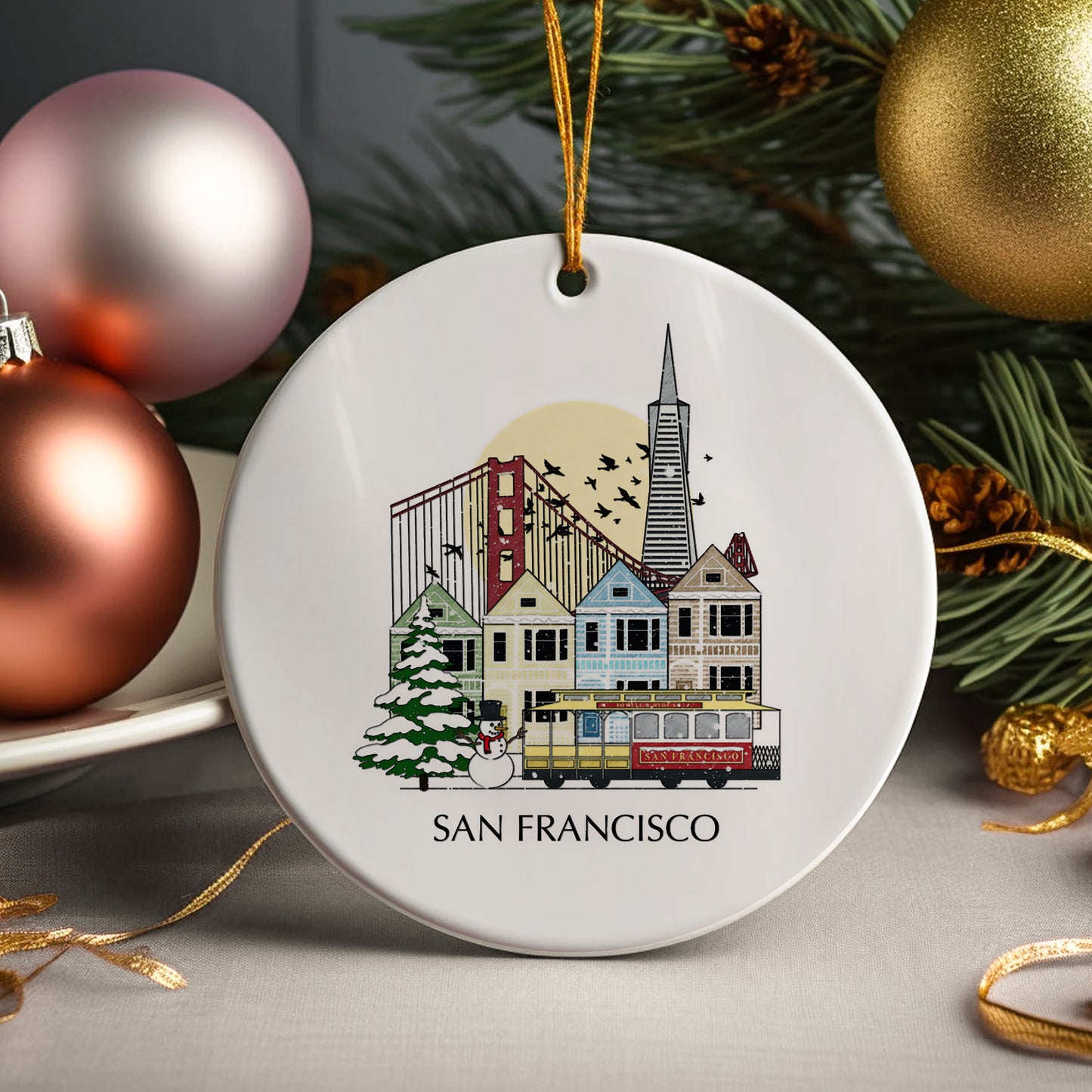 San Francisco California Personalised Christmas Tree Ornament