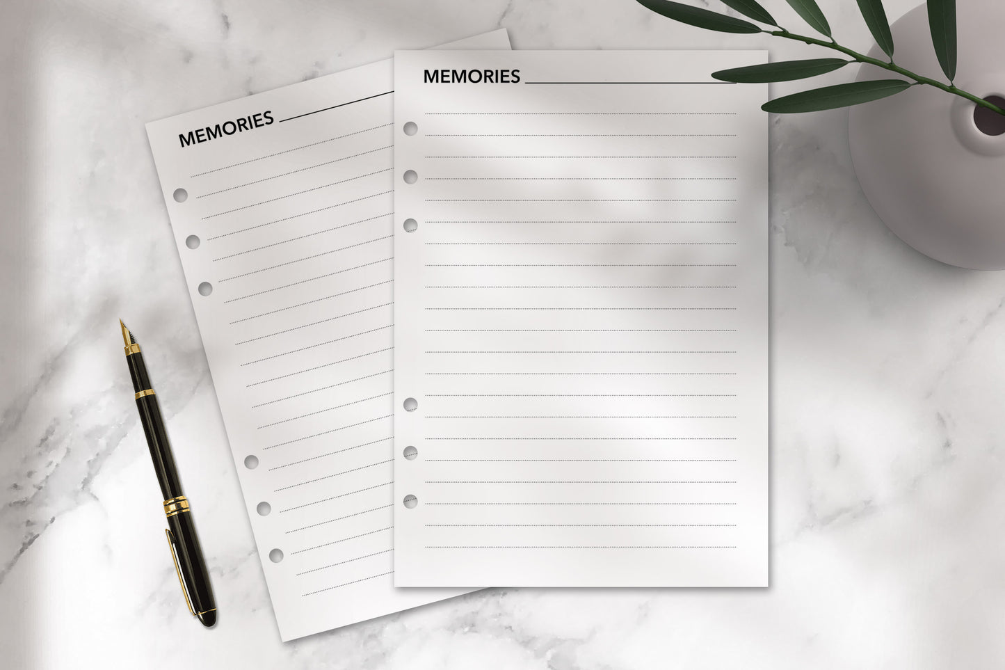 Ruled Memories Page Refill [20 pages] - Ultimate Travel Journal Insert