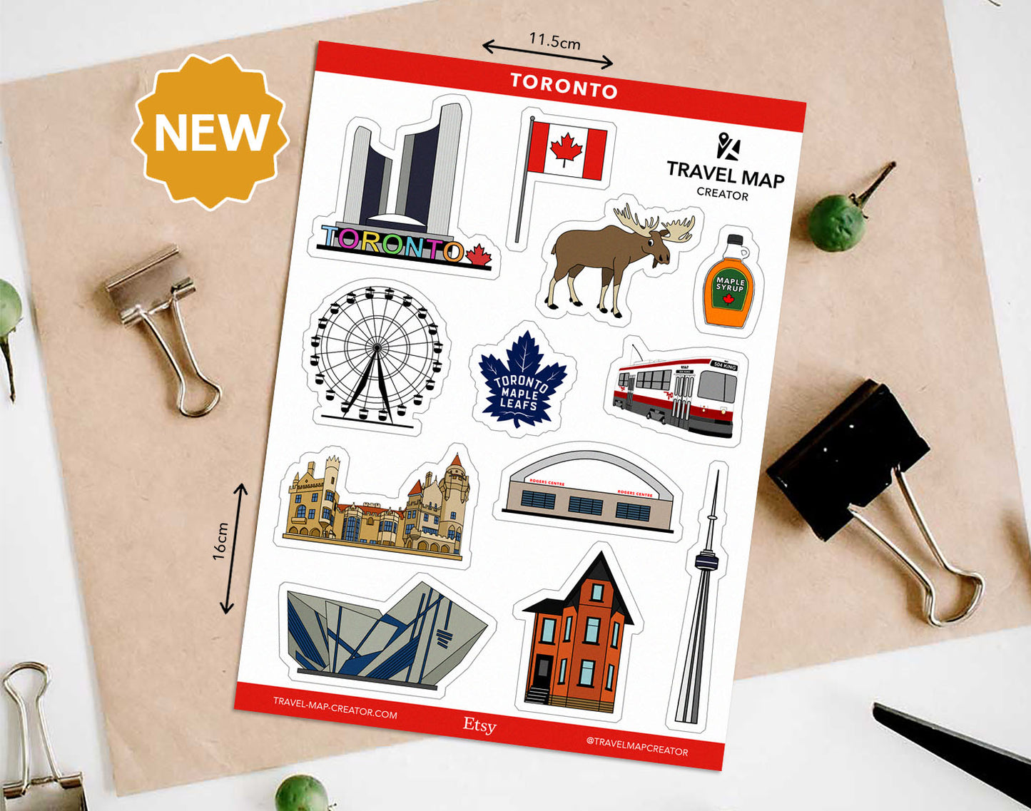 Toronto Canada Travel Journal Vinyl Sticker Sheet