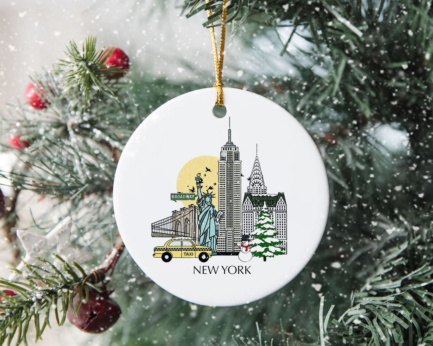 New York USA Personalised Christmas Tree Ornament