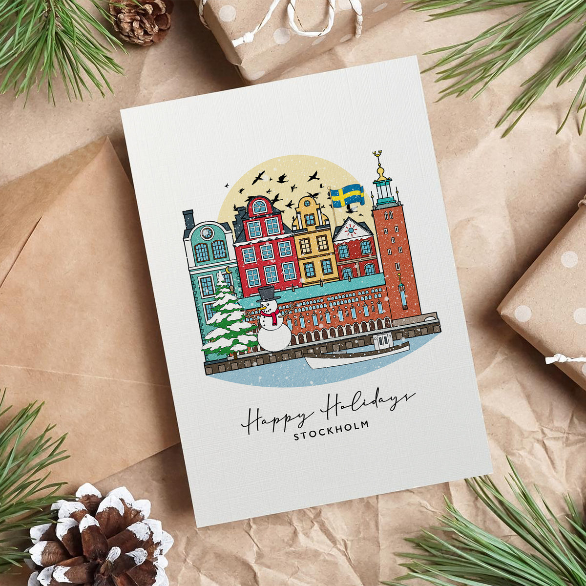 Stockholm/Sweden Personalised Christmas/Holiday Greeting Card
