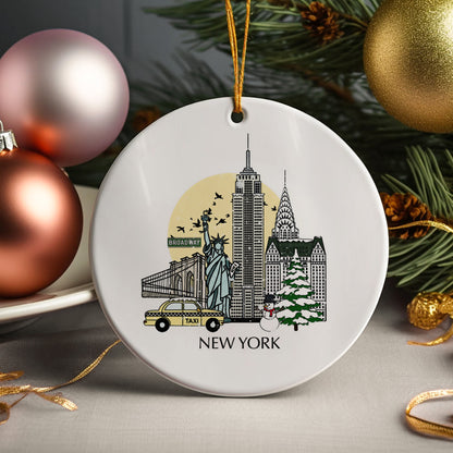 New York USA Personalised Christmas Tree Ornament