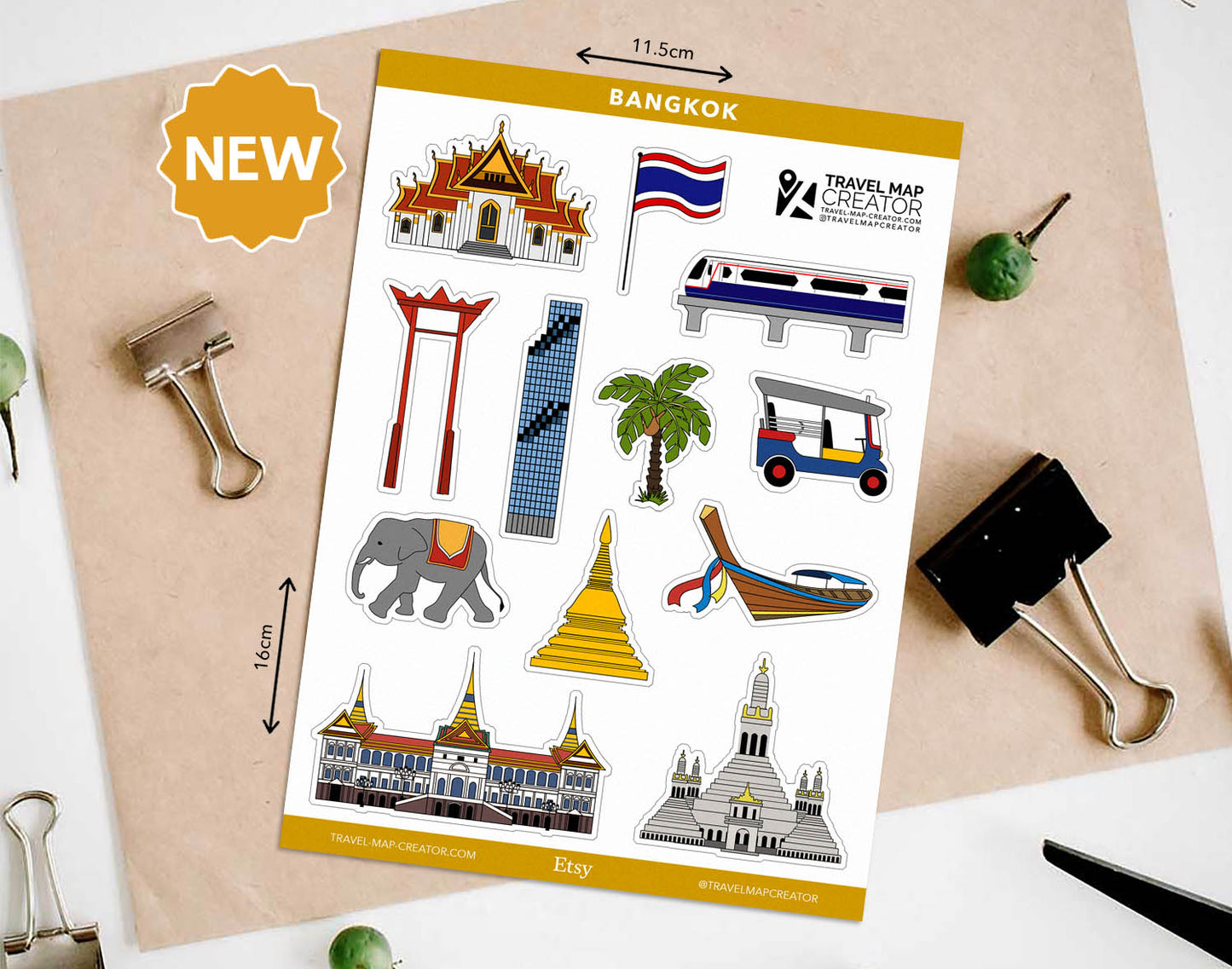 Bangkok Thailand Travel Journal Vinyl Sticker Sheet