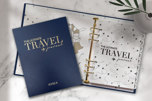 Ultimate Travel Journal Binder - Faux Leather Navy