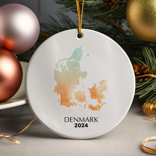 Denmark Map Personalised Christmas Tree Ornament