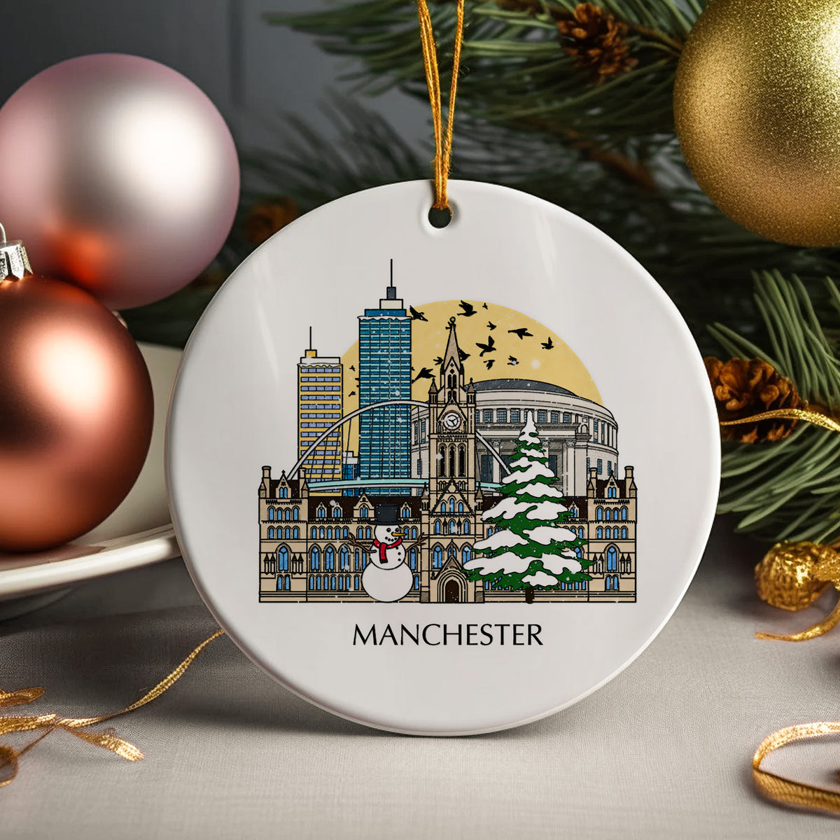Manchester England Personalised Christmas Tree Ornament