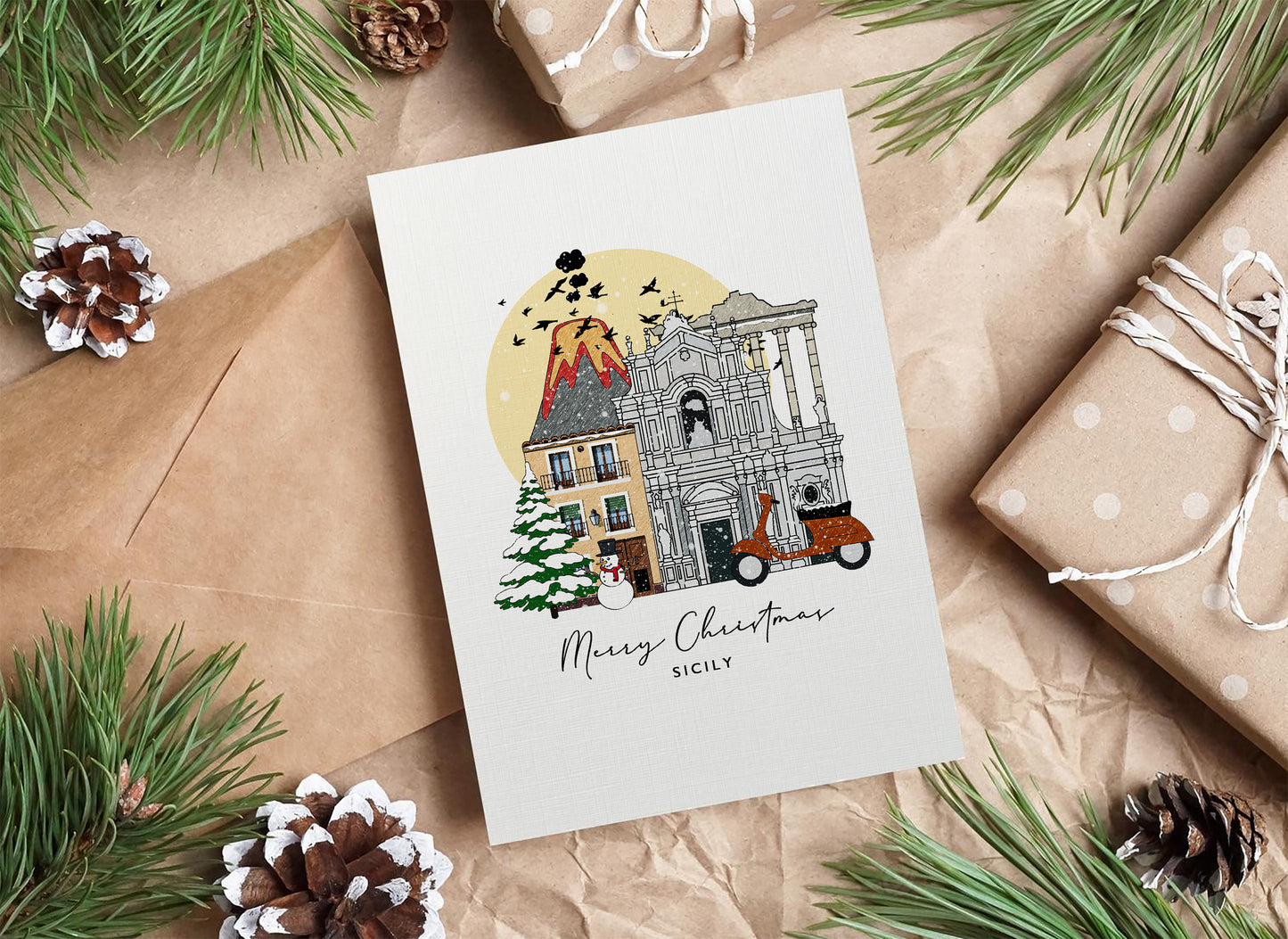 Sicily Personalised Christmas/Holiday Greeting Card