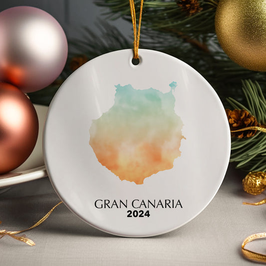 Gran Canaria Map Personalised Christmas Tree Ornament