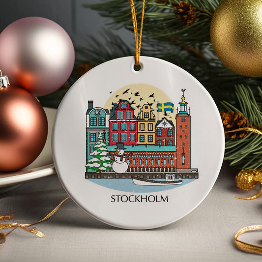 Stockholm Sweden Personalised Christmas Tree Ornament