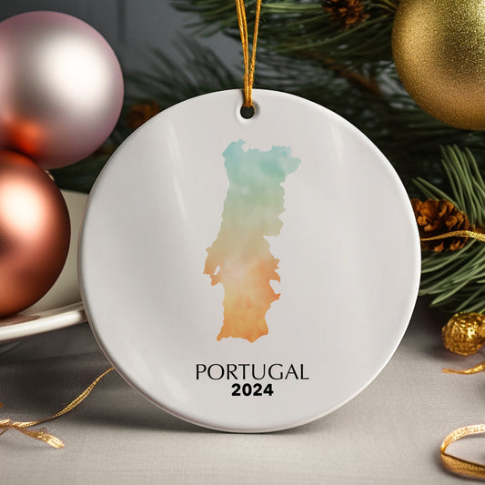 Portugal Map Personalised Christmas Tree Ornament