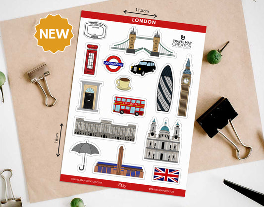 London Travel Journal Vinyl Sticker Sheet
