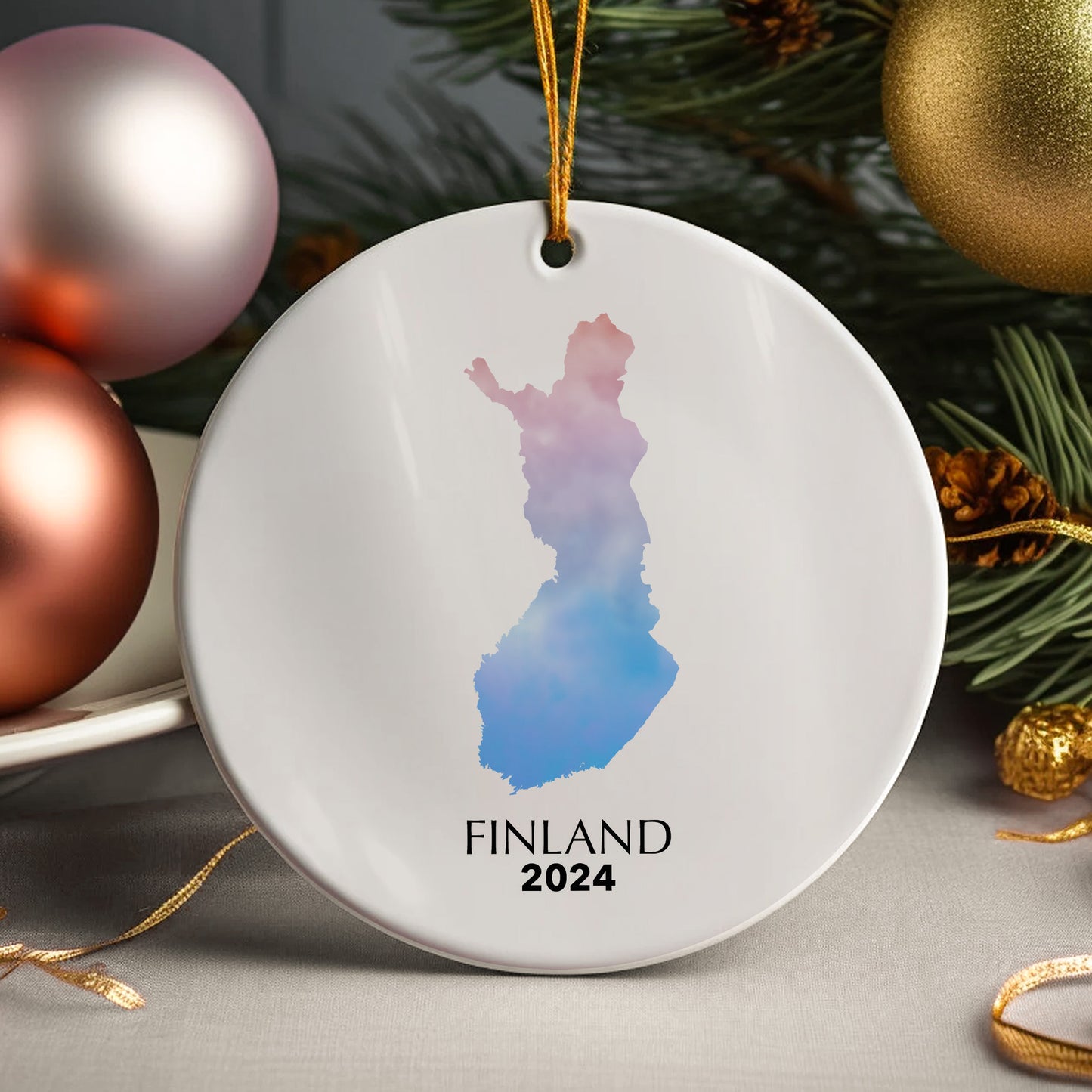 Finland Map Personalised Christmas Tree Ornament