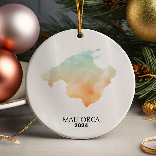 Mallorca Map Personalised Christmas Tree Ornament