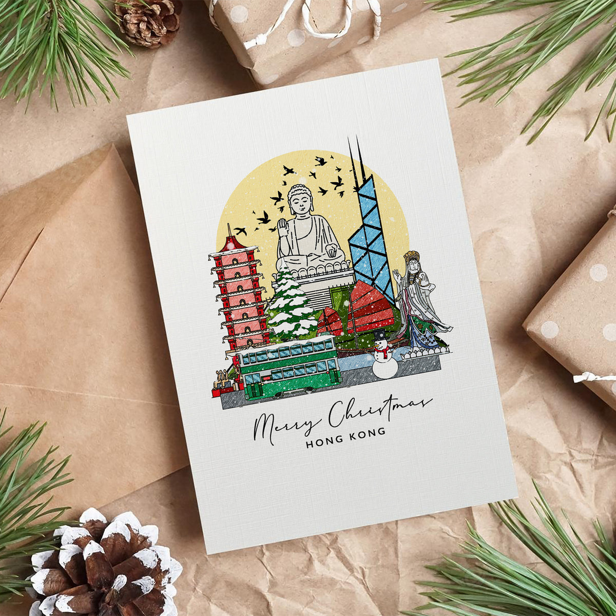 Hong Kong Personalised Christmas/Holiday Greeting Card
