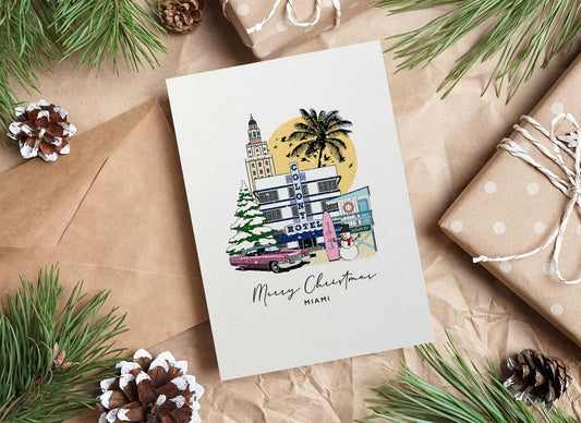 Miami Personalised Christmas/Holiday Greeting Card