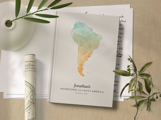 South America Personalised Watercolour Travel Journal