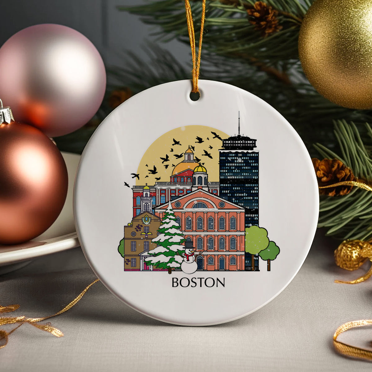 Boston USA Personalised Christmas Tree Ornament
