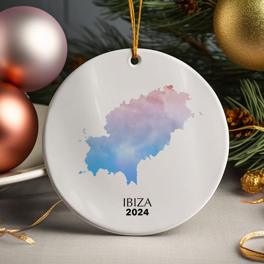 Ibiza Map Personalised Christmas Tree Ornament