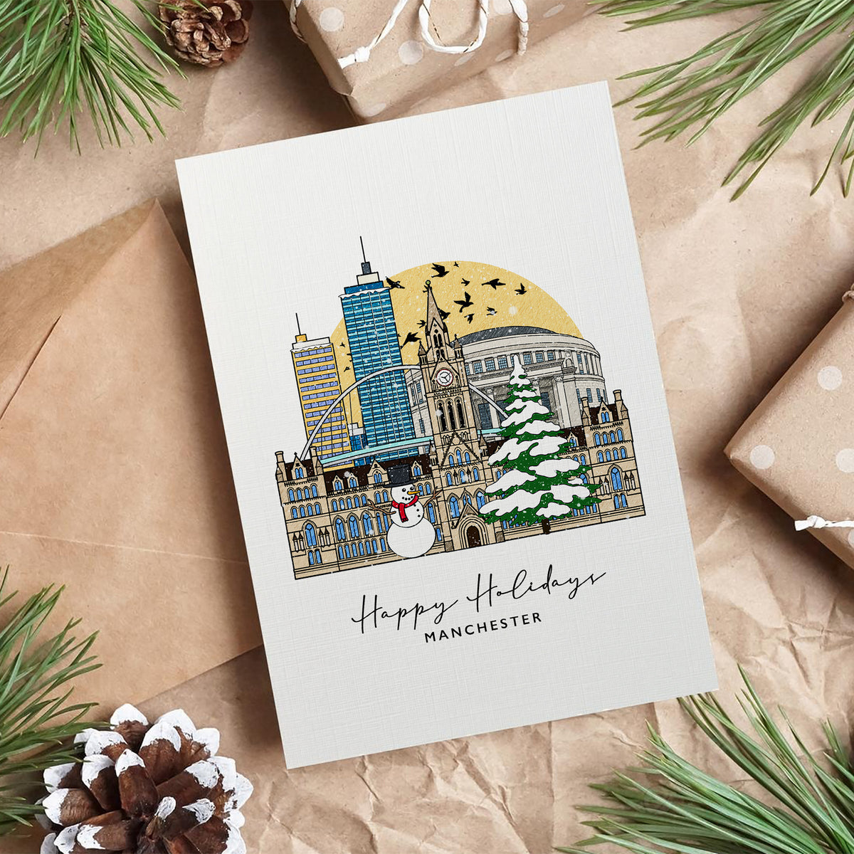 Manchester England Personalised Christmas/Holiday Greeting Card